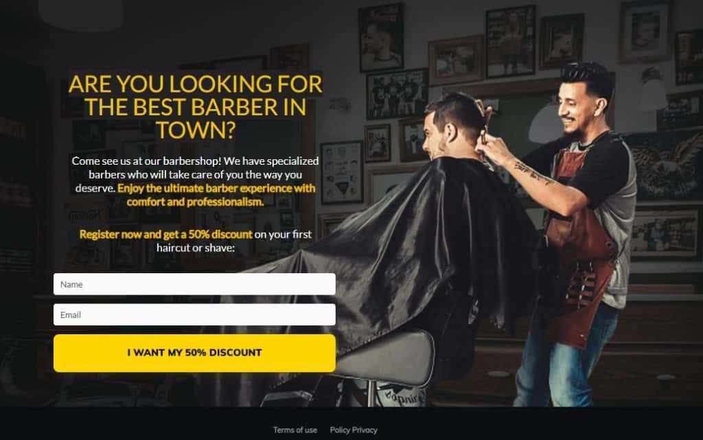 barber landing page template