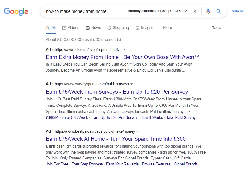 how to make money from home - google search