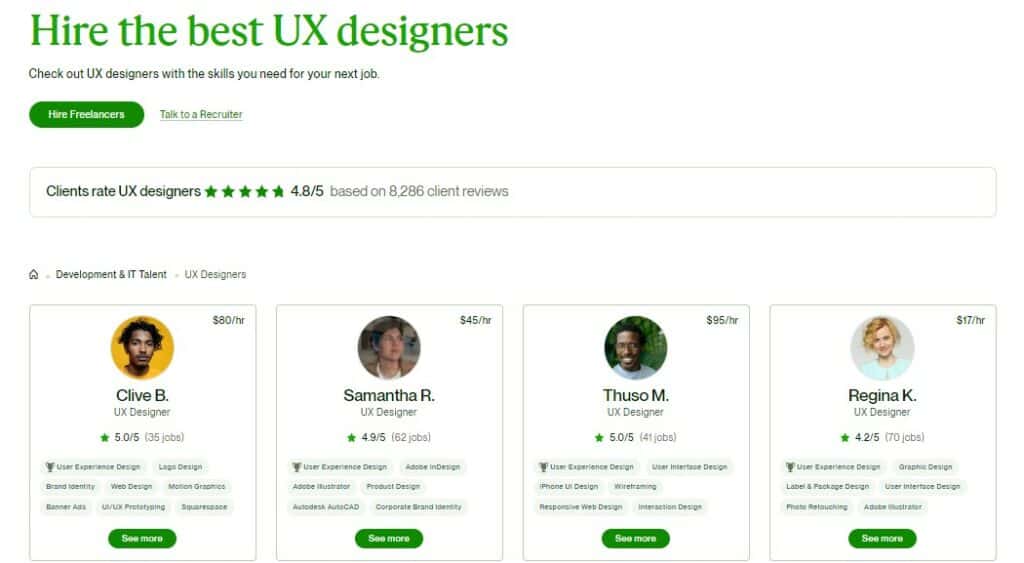 Upwork UI UX designers