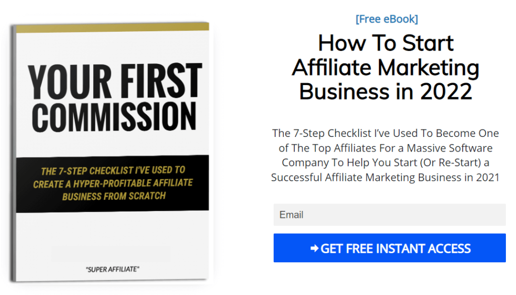 affiliate marketing landing page example